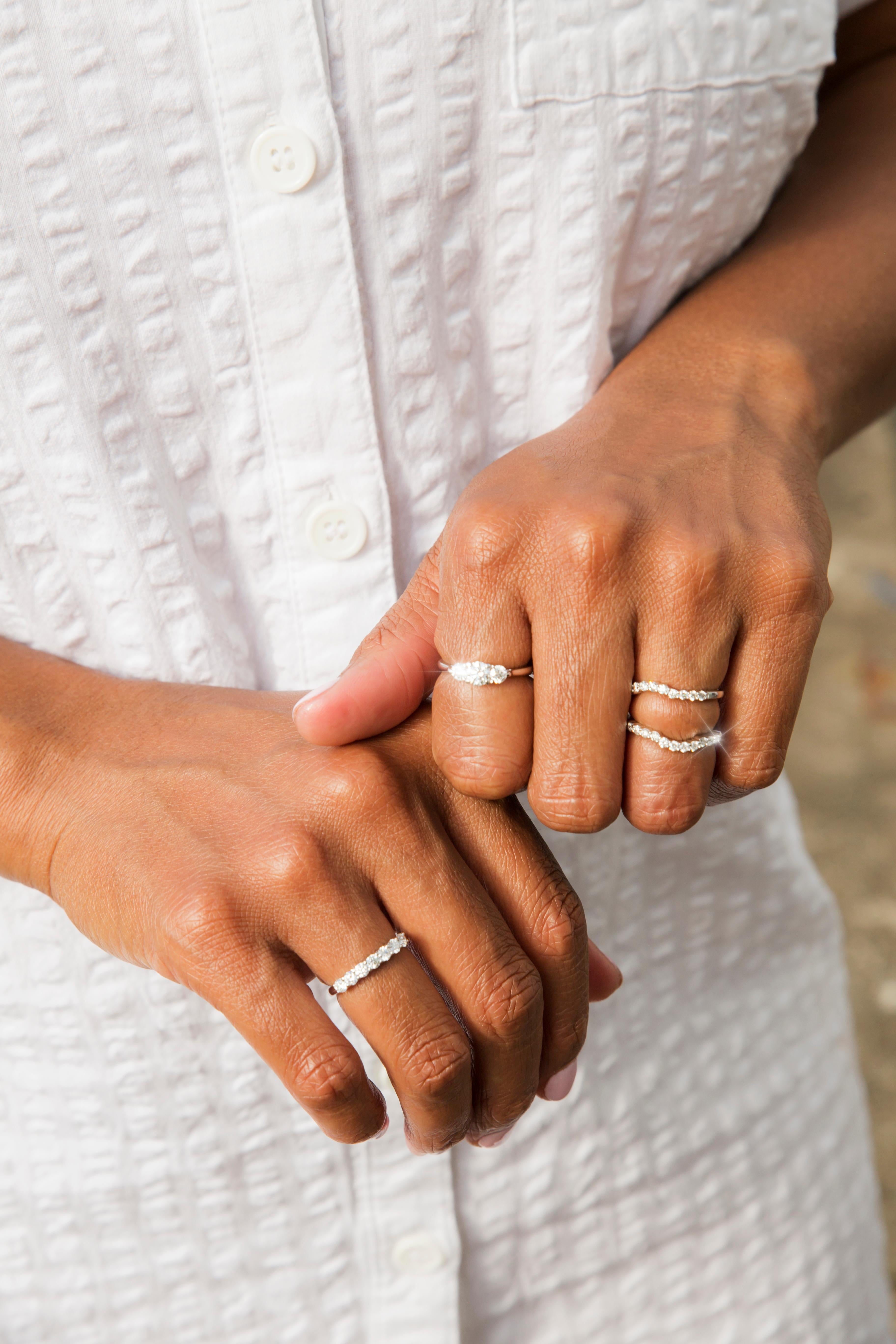 GIA Certified Diamond Three Stone Engagement Ring in 18 Carat White Gold 8