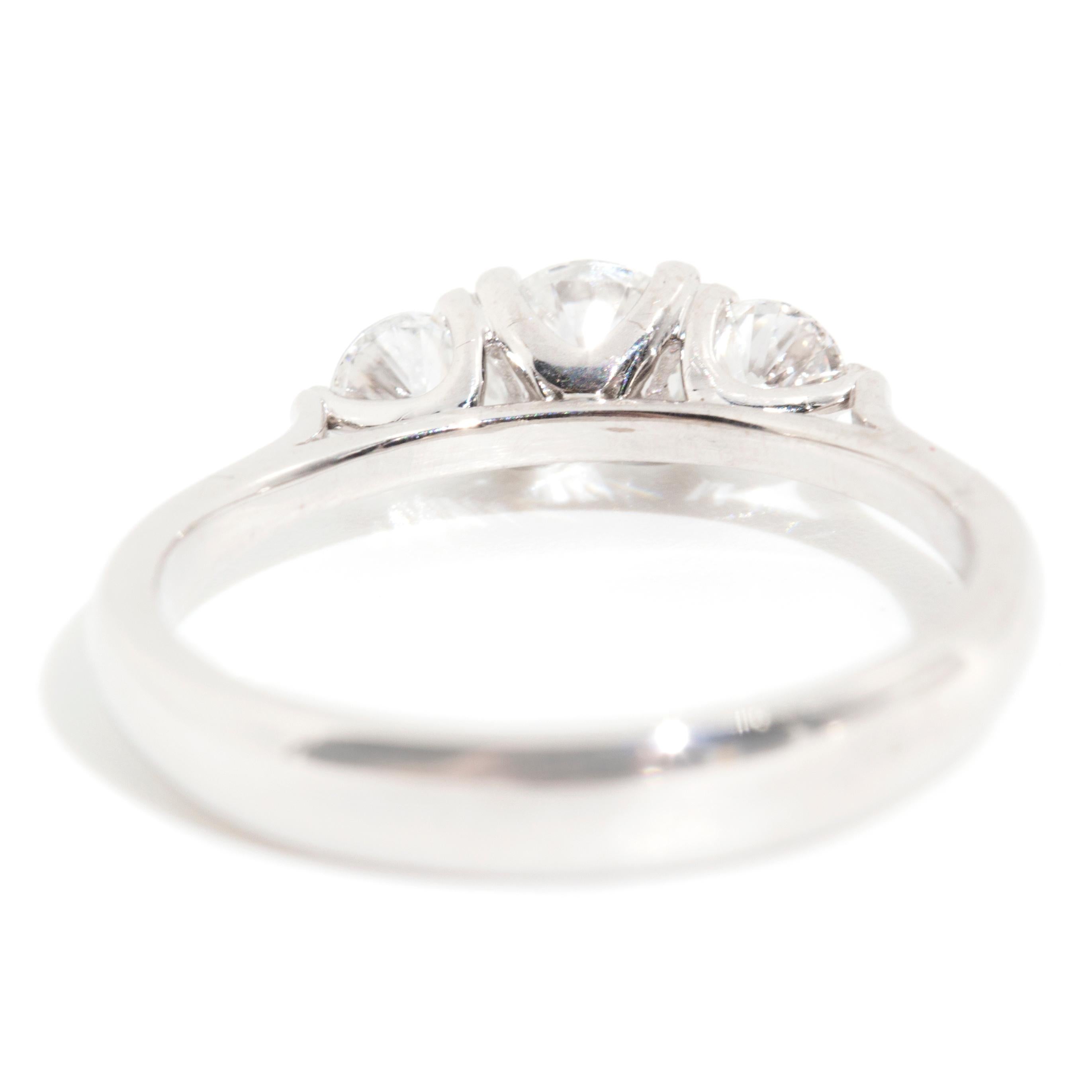 GIA Certified Diamond Three Stone Engagement Ring in 18 Carat White Gold 3
