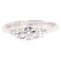 GIA Certified Diamond Three Stone Engagement Ring in 18 Carat White Gold