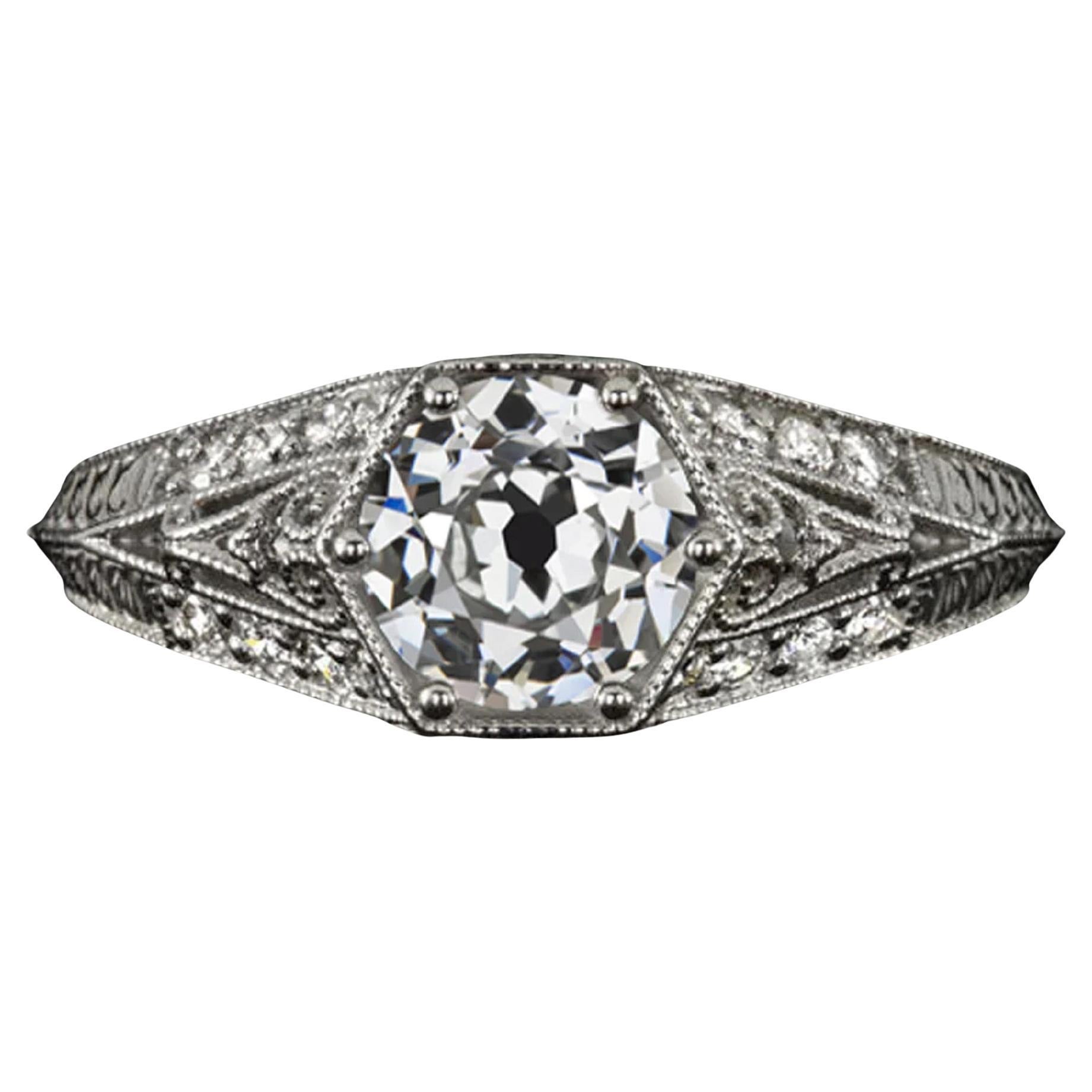 GIA Certified Diamond Vintage filigree ring For Sale