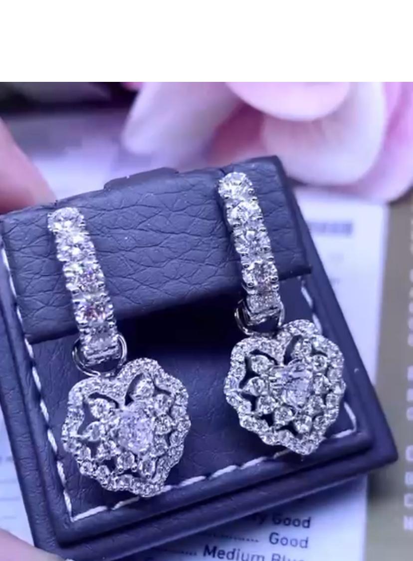 Heart Cut GIA Certified Diamonds 18K Gold Earrings  For Sale