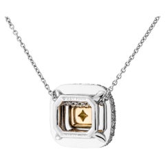 GIA Certified Double Halo Radiant Shaped Diamond Pendant in Platinum 0.87 Carat