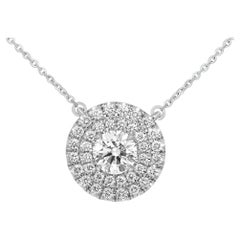 GIA-zertifizierter runder Diamant-Anhänger mit doppeltem Halo aus Platin