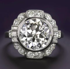 GIA Certified E COLOR VS1 Old European Cut Diamond Engagement Platinum Ring