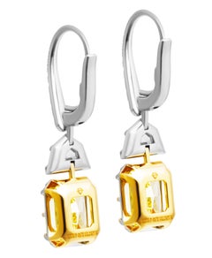 GIA Certified Earrings with 3ct Fancy Light Yellow Radiant Cut Diamonds