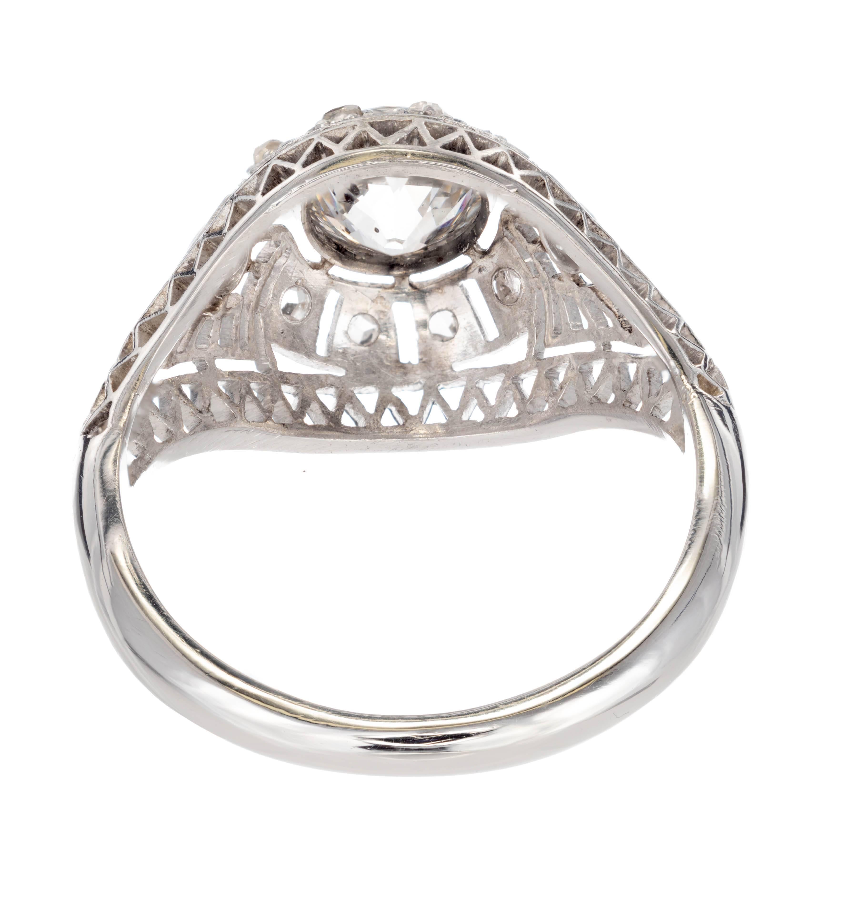 Platin-Verlobungsring mit GIA-zertifiziertem edwardianischem Diamanten im alteuropäischen Rosenschliff Damen im Angebot