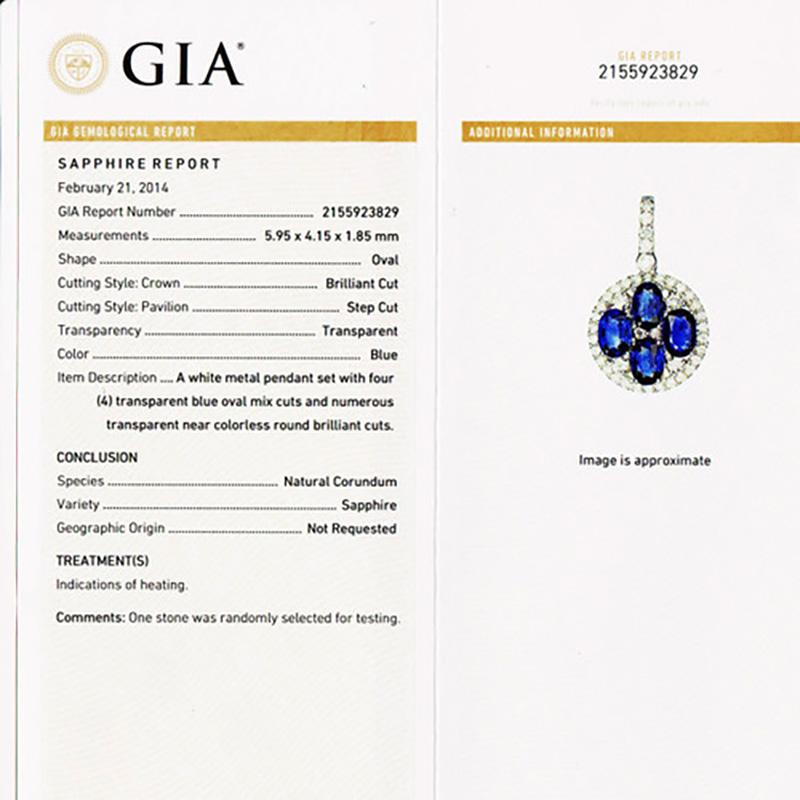 Gia Certified Ej 2.21 Carat Oval Sapphire White Gold Circle Diamond Pendant In Good Condition For Sale In Stamford, CT