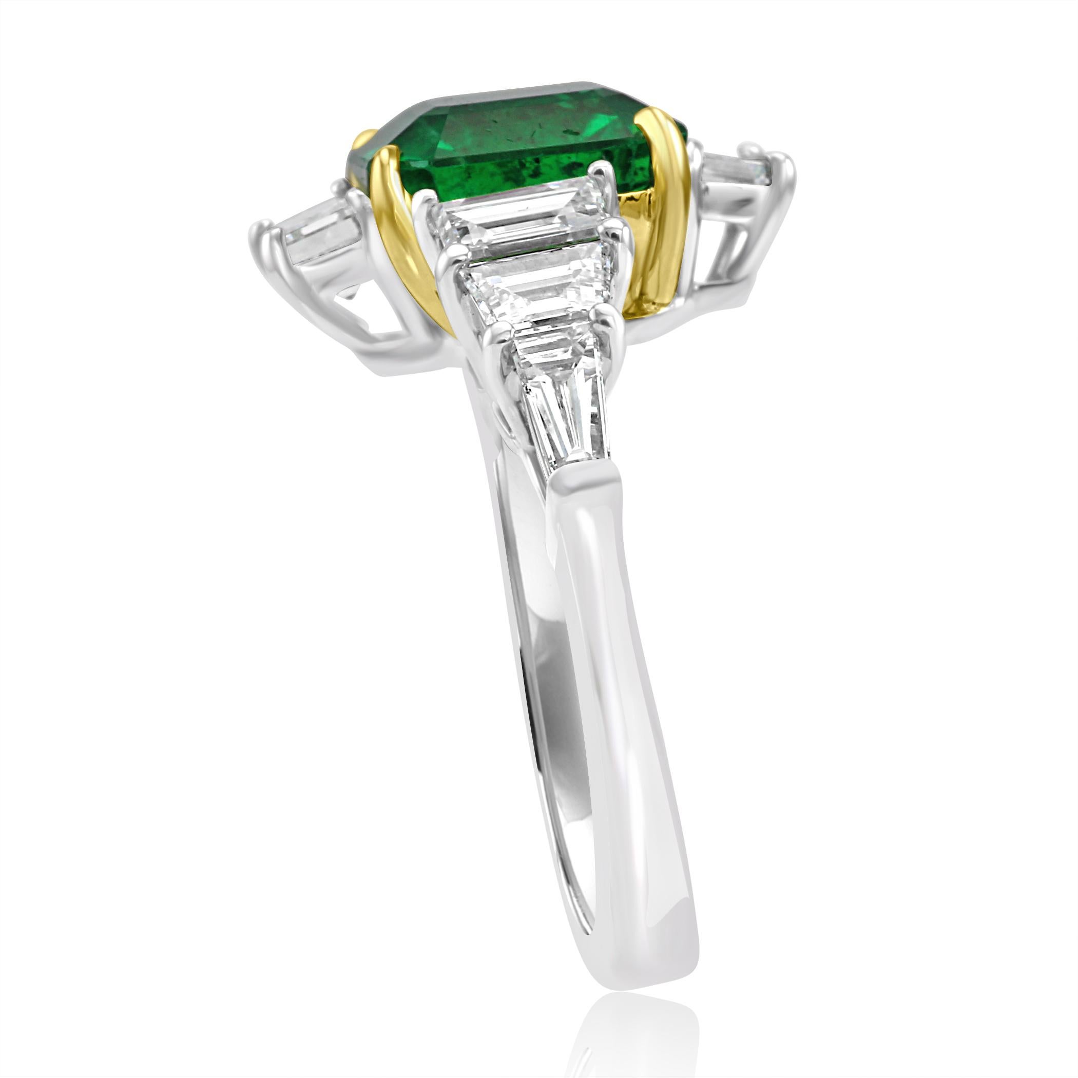 GIA Certified Emerald 3.50 Carat Diamond Asymmetrical Fashion Cocktail Gold Ring 4