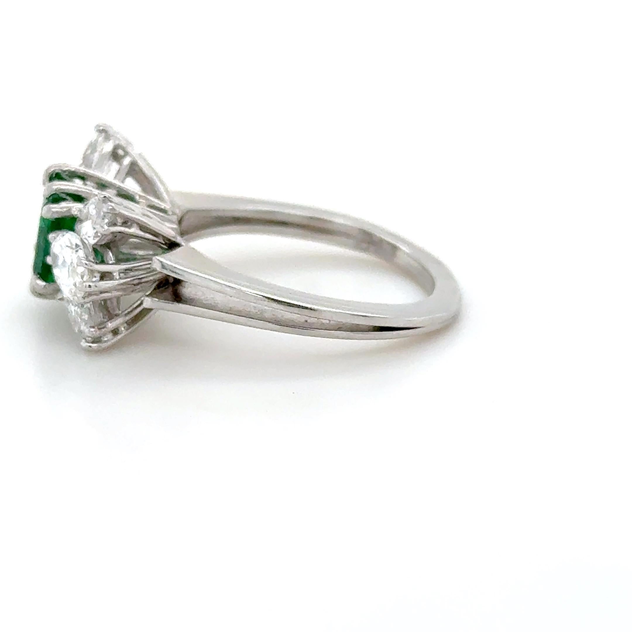 GIA Certified Emerald and Diamond Ring In Excellent Condition For Sale In Chicago, IL