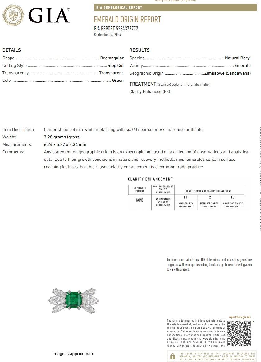 Women's GIA Certified Emerald and Diamond Ring For Sale