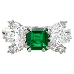 GIA Certified Emerald and Diamond Ring