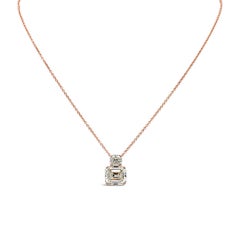 GIA Certified 7.81 Carats Emerald Cut Diamond Pendant Necklace in Rose Gold