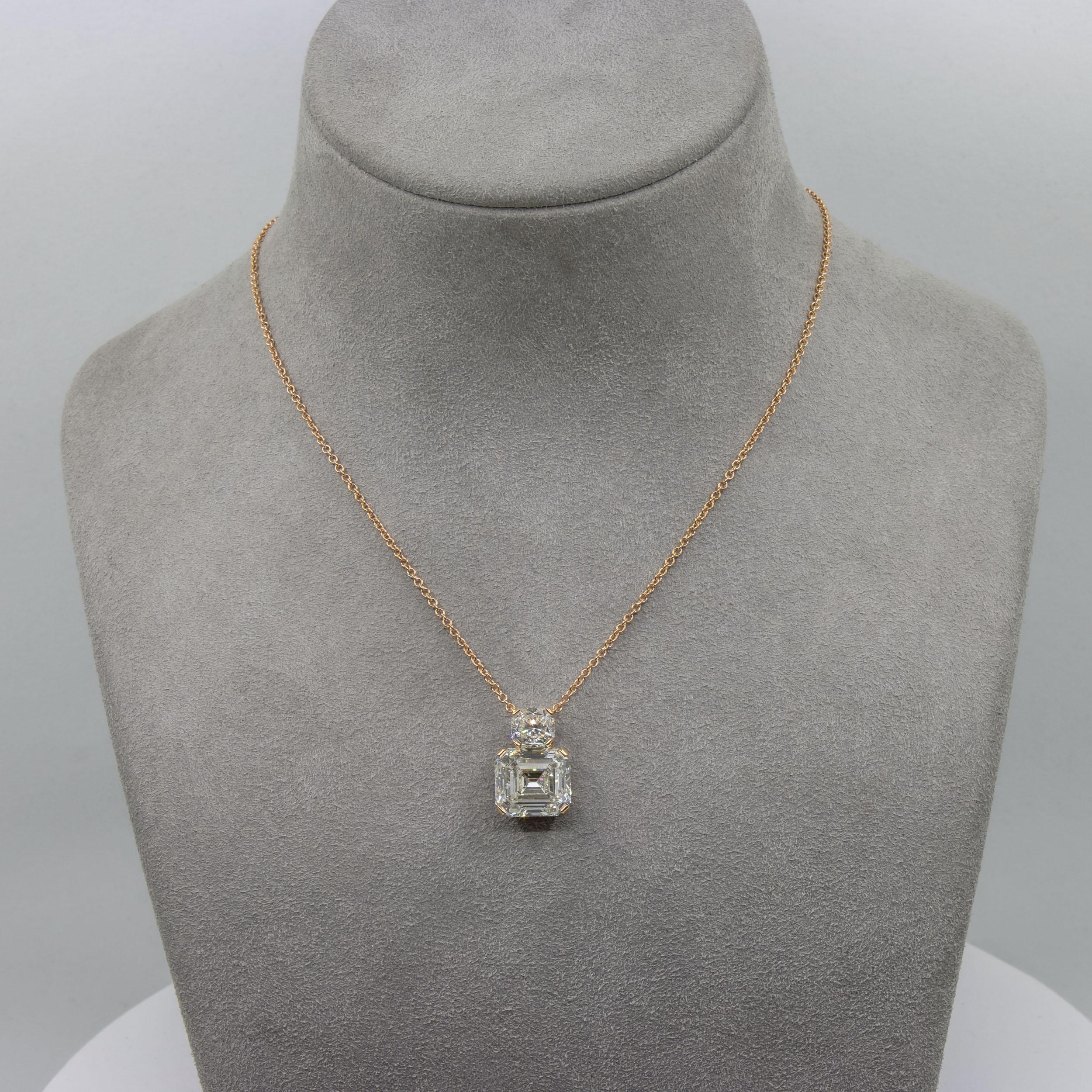 Roman Malakov GIA Certified 9.26 Carat Total Mixed Cut Diamond Pendant Necklace  For Sale 1