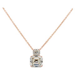 GIA Certified Emerald and Radiant Cut Diamond Pendant Necklace