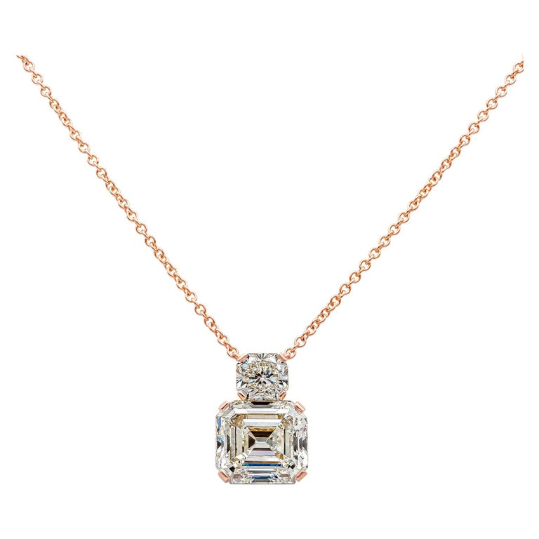 GIA Certified Emerald and Radiant Cut Diamond Pendant Necklace For Sale ...