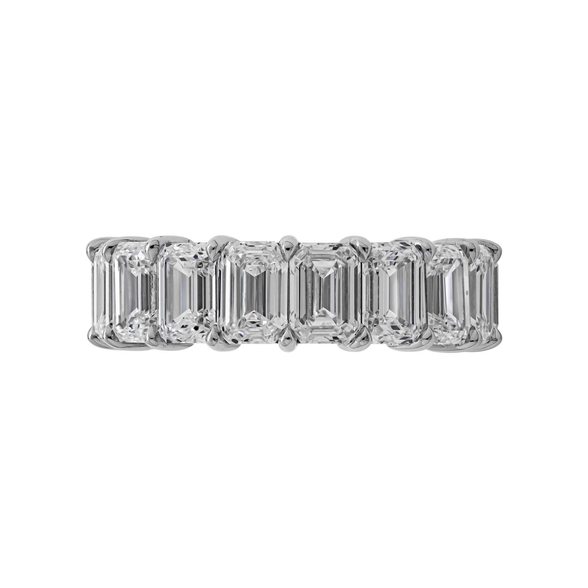 The most wanted piece of jewelry in 2022, timeless, edgy, and stylish! 
Handcrafted Band, the highest quality of mounting you will find!
 Delicate yet sturdy Mounted in Platinum 950, 17 GIA Certified emeralds cut diamonds totaling 10.23ct total,
