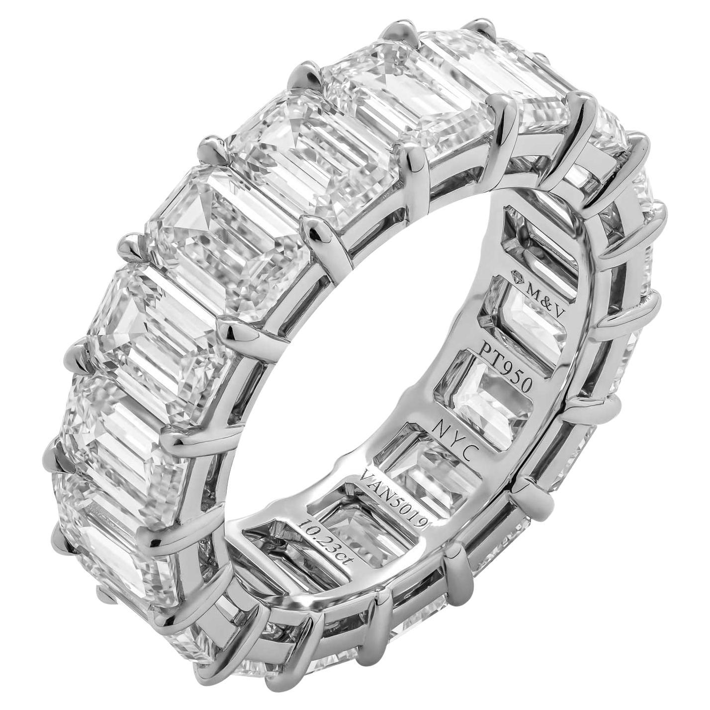GIA Certified Emerald Cut Anniversary Band in Platinum 10.23 Carat 0.60ct each For Sale