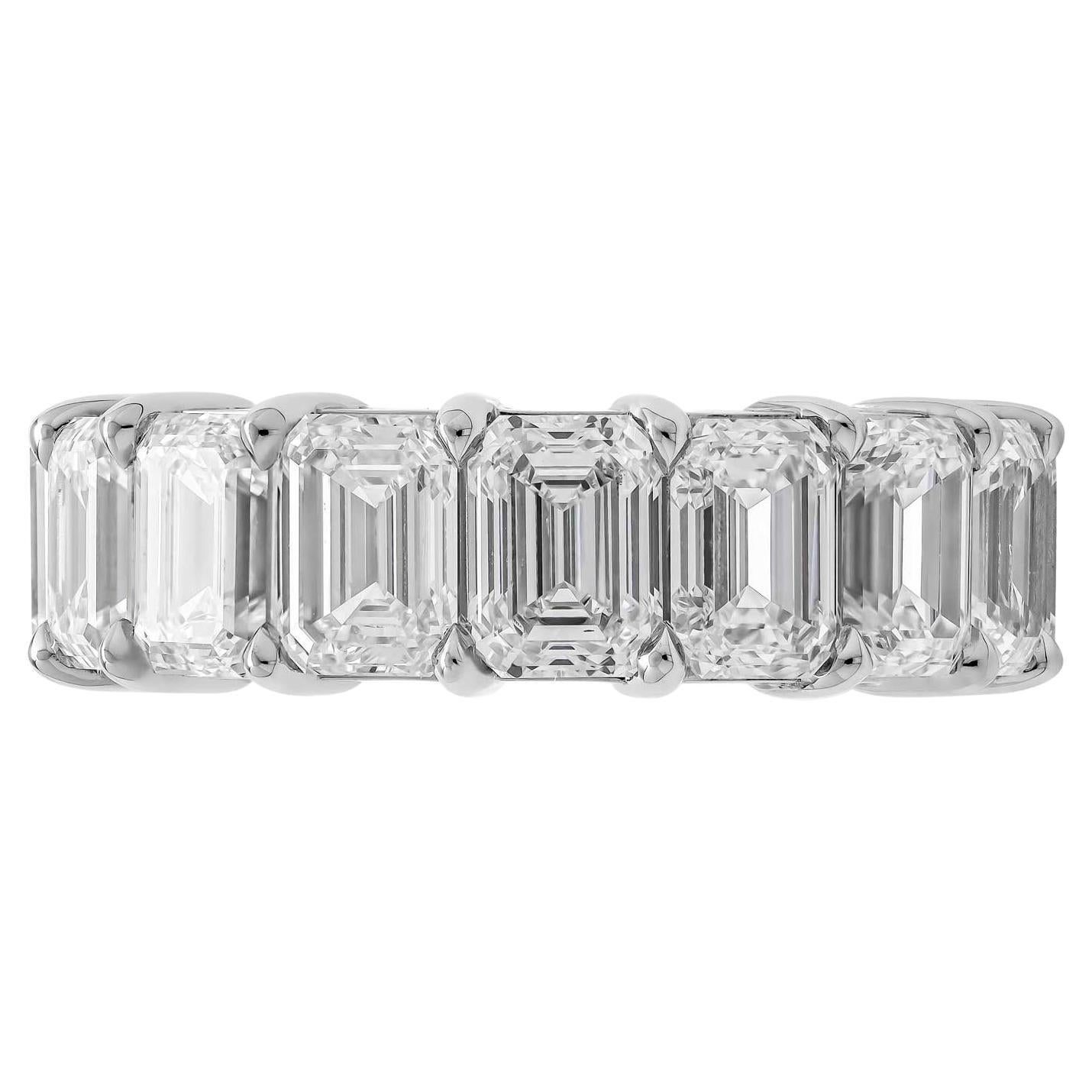 Emerald cut eternity band in PT950;
16 stones (11.23ct) .70ct each
Size 6 ¾ 
All GIAs:
0.70CT G VS2 GIA#7403271414 
0.70CT G VVS1 GIA#7408400660
0.71CT E VS2 GIA#6214732054 
0.70CT E VS2 GIA#7391656707 
0.70CT G VVS1 GIA#2397469216
0.70CT G VS2