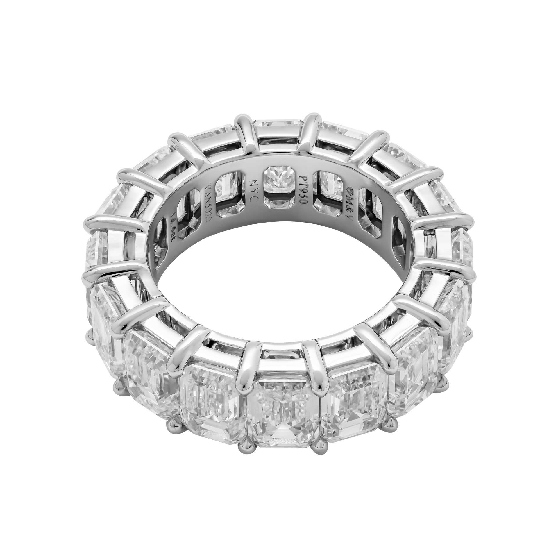 Modern GIA Certified Emerald Cut Anniversary Band in Platinum 14.4 Carat 0.90ct Each For Sale