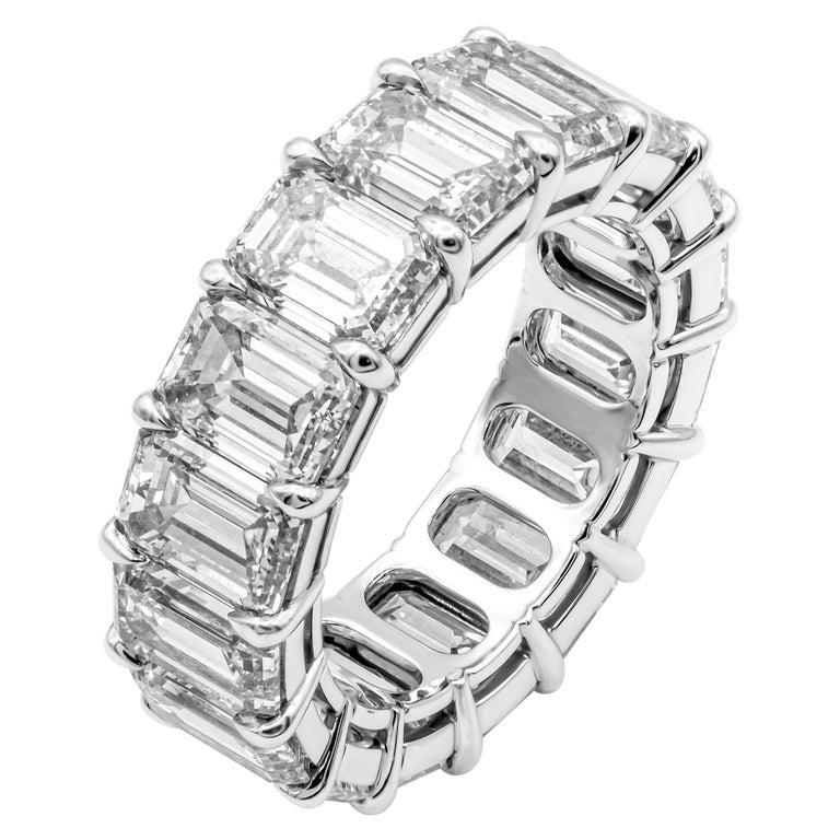 Women's or Men's GIA Certified Emerald Cut Anniversary Band in Platinum 9.20 Carat For Sale