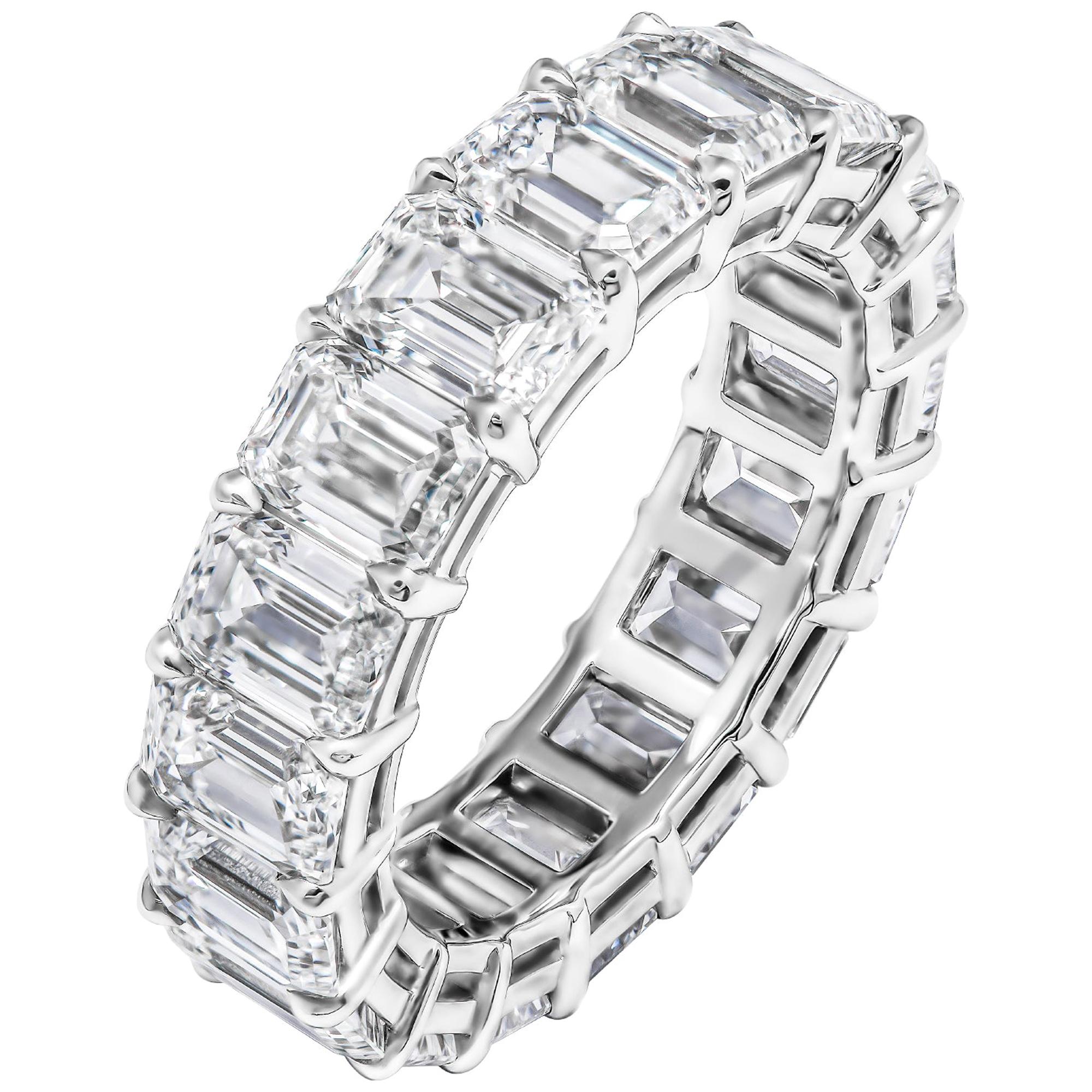 GIA Certified Emerald Cut Anniversary Band in Platinum 9.33 Carat For Sale
