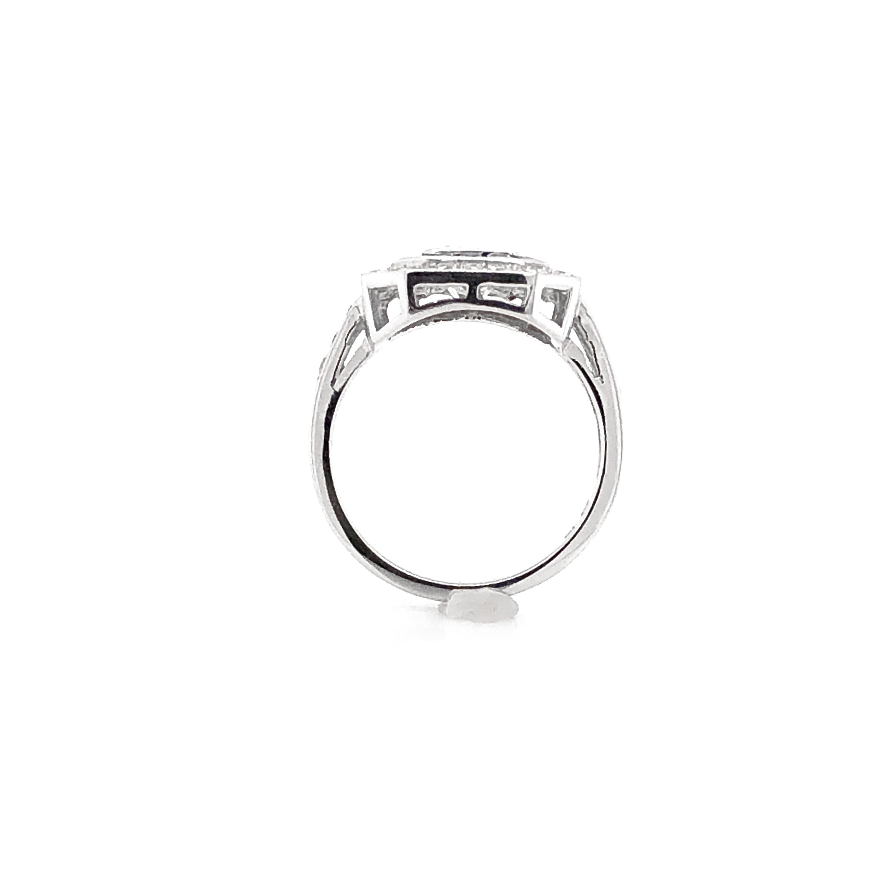 GIA Certified Emerald Cut Diamond 1.01 Carat Sapphires Diamonds Cocktail Ring For Sale 3