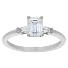 GIA Certified Emerald Cut Diamond 1.04 Carat Platinum Ring GIA Certified Emerald Cut Diamond 1.04 Carat Platinum Ring