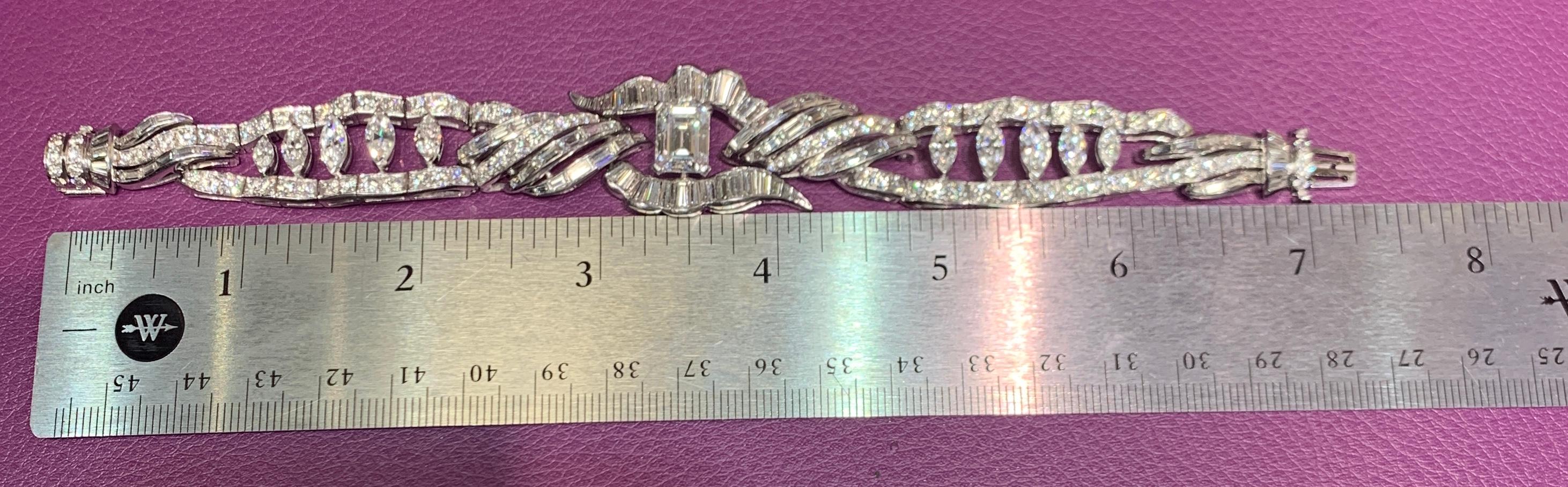Women's or Men's GIA Certified Emerald Cut Diamond Bracelet For Sale
