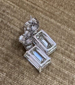 GIA Certified Emerald Cut Diamond Drop Earrings in 18k White Gold
