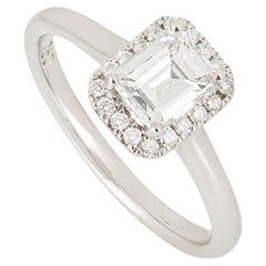 Antique GIA Certified Emerald Cut Diamond Engagement Ring 0.74 Carat D/VS2
