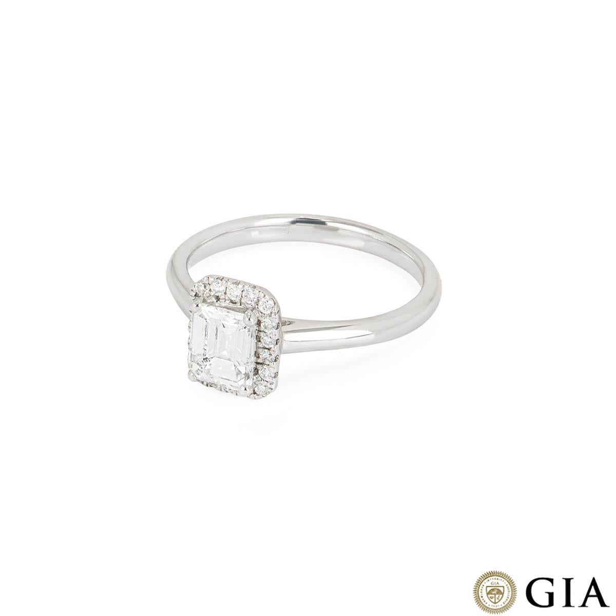 Women's GIA Certified Emerald Cut Diamond Engagement Ring 0.74 Carat D/VS2 For Sale