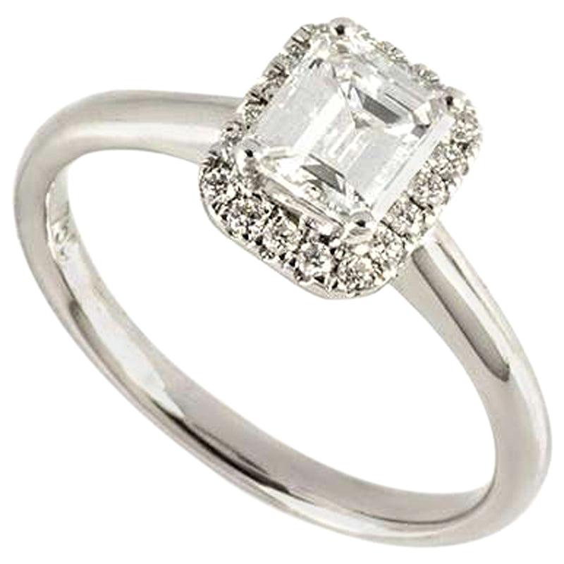 GIA Certified Emerald Cut Diamond Engagement Ring 0.74 Carat D/VS2