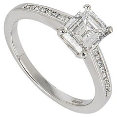 GIA Certified Emerald Cut Diamond Engagement Ring 1.12ct F/VVS2