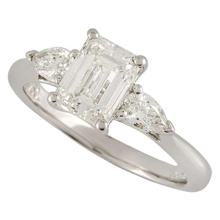 GIA Certified Emerald Cut Diamond Engagement Ring 1.17 Carat