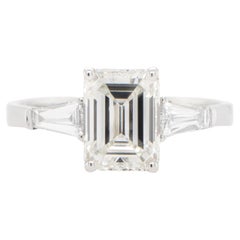 GIA Certified Emerald Cut Diamond Engagement Ring 1.82 Carats 18K Gold