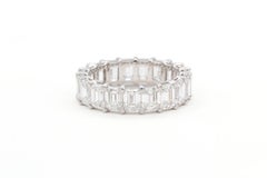 GIA Certified Emerald Cut Diamond Eternity Band 7.71ctw D-F IF-VS2 14k White Gol