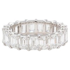 GIA Certified Emerald Cut Diamond Eternity Band 7.71ctw D-F IF-VS2 14k White Gol