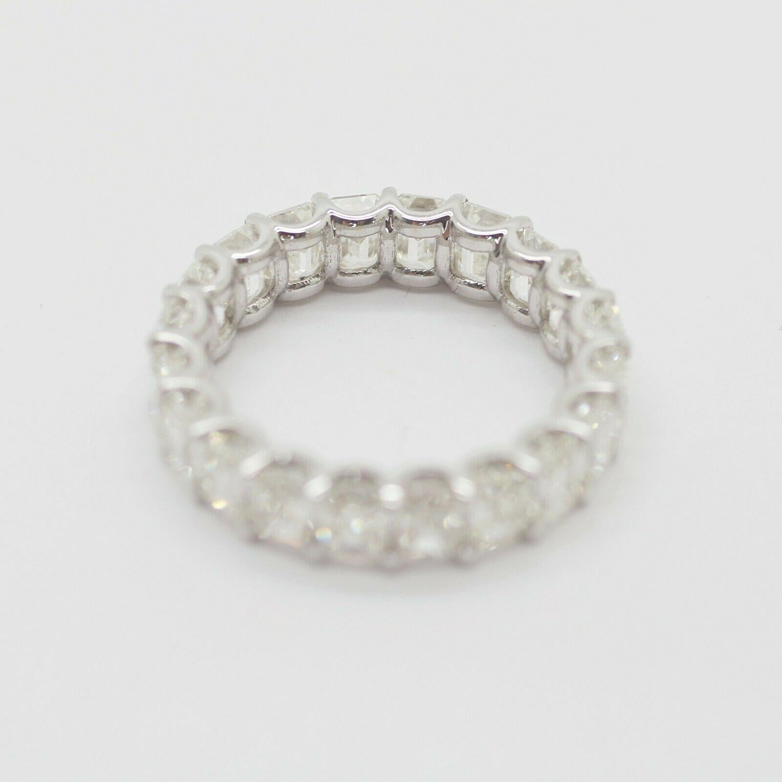 Women's or Men's GIA Certified Emerald Cut Diamond Eternity Ring 6.05 Carats Set in 14k WG