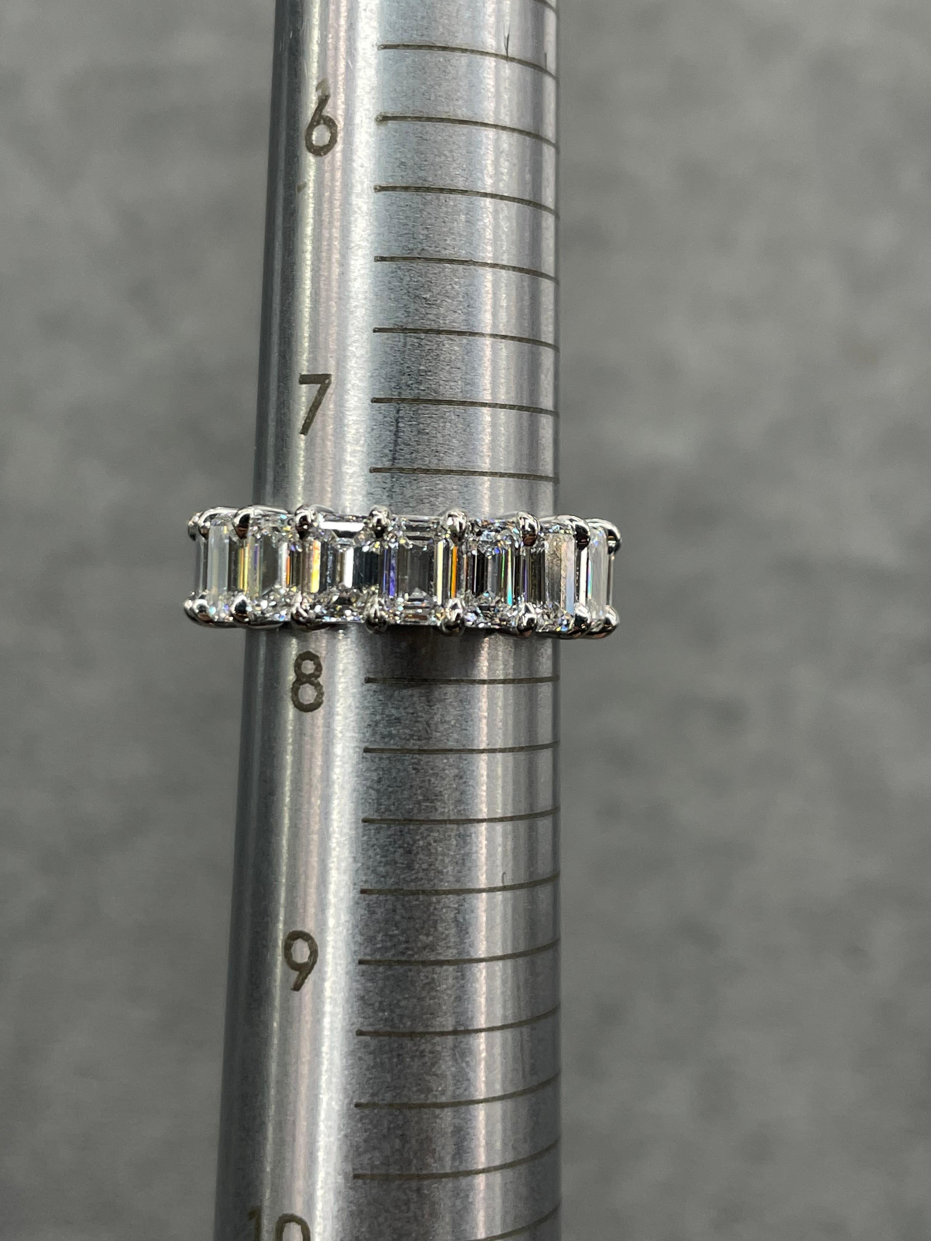Women's GIA Certified Emerald Cut Diamond Eternity Ring 9.20 CTS D-F If-VS2 Platinum For Sale