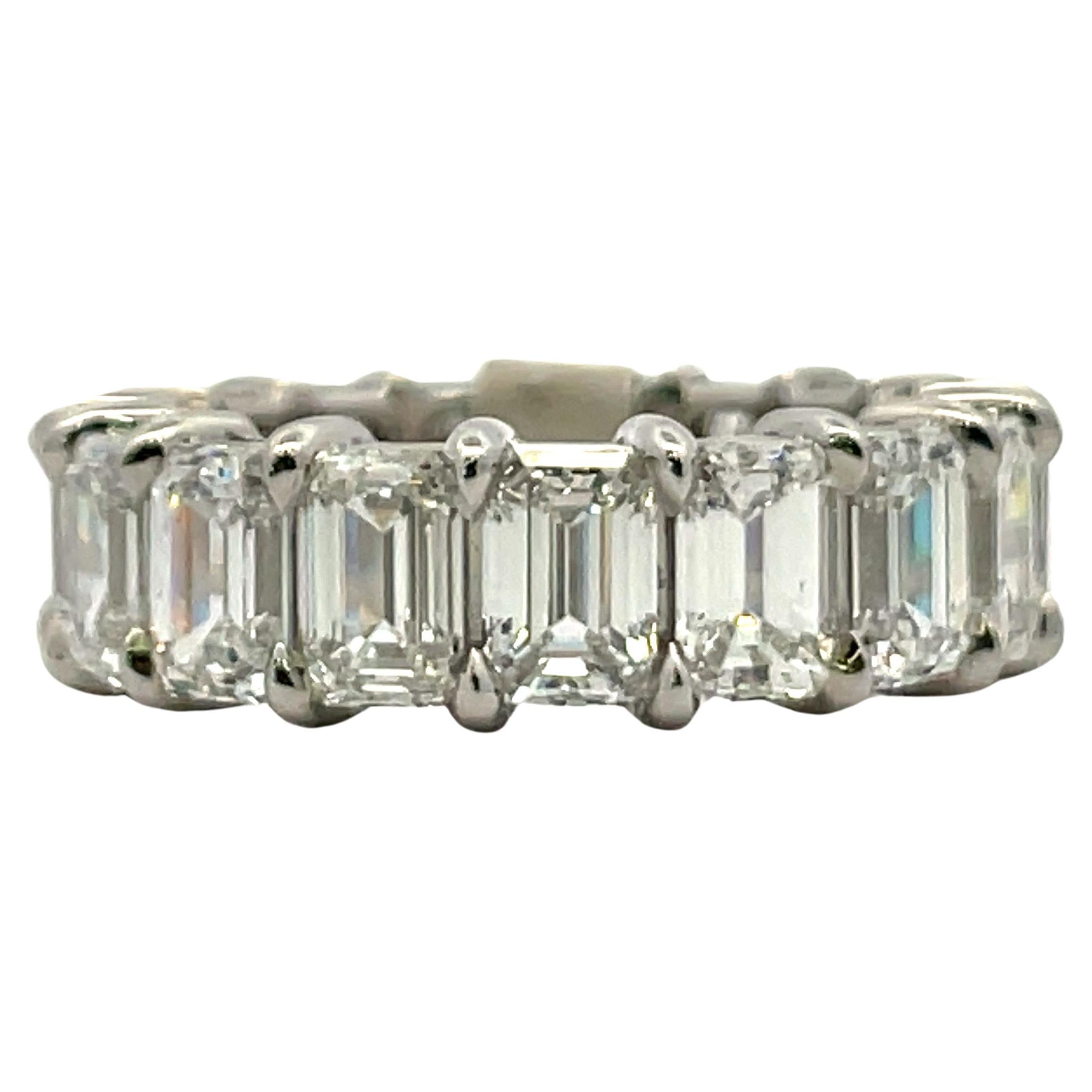 GIA Certified Emerald Cut Diamond Eternity Ring 9.20 CTS D-F If-VS2 Platinum