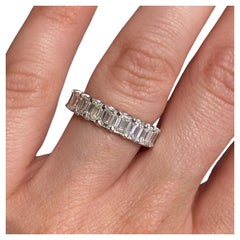 GIA Certified Emerald Cut Diamond Eternity Ring 6.09cts. Set in 14k White Gold