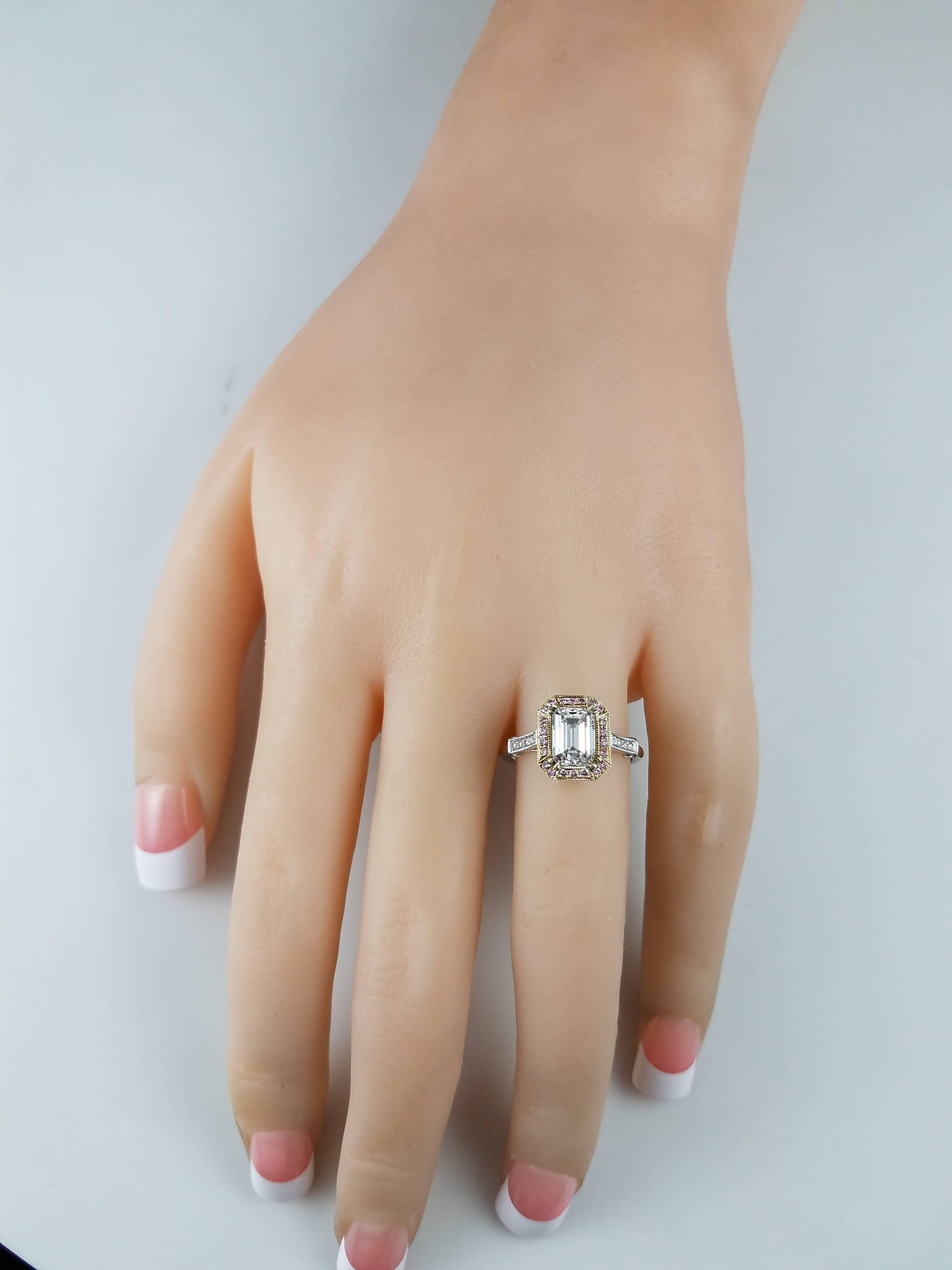 emerald cut halo engagement rings