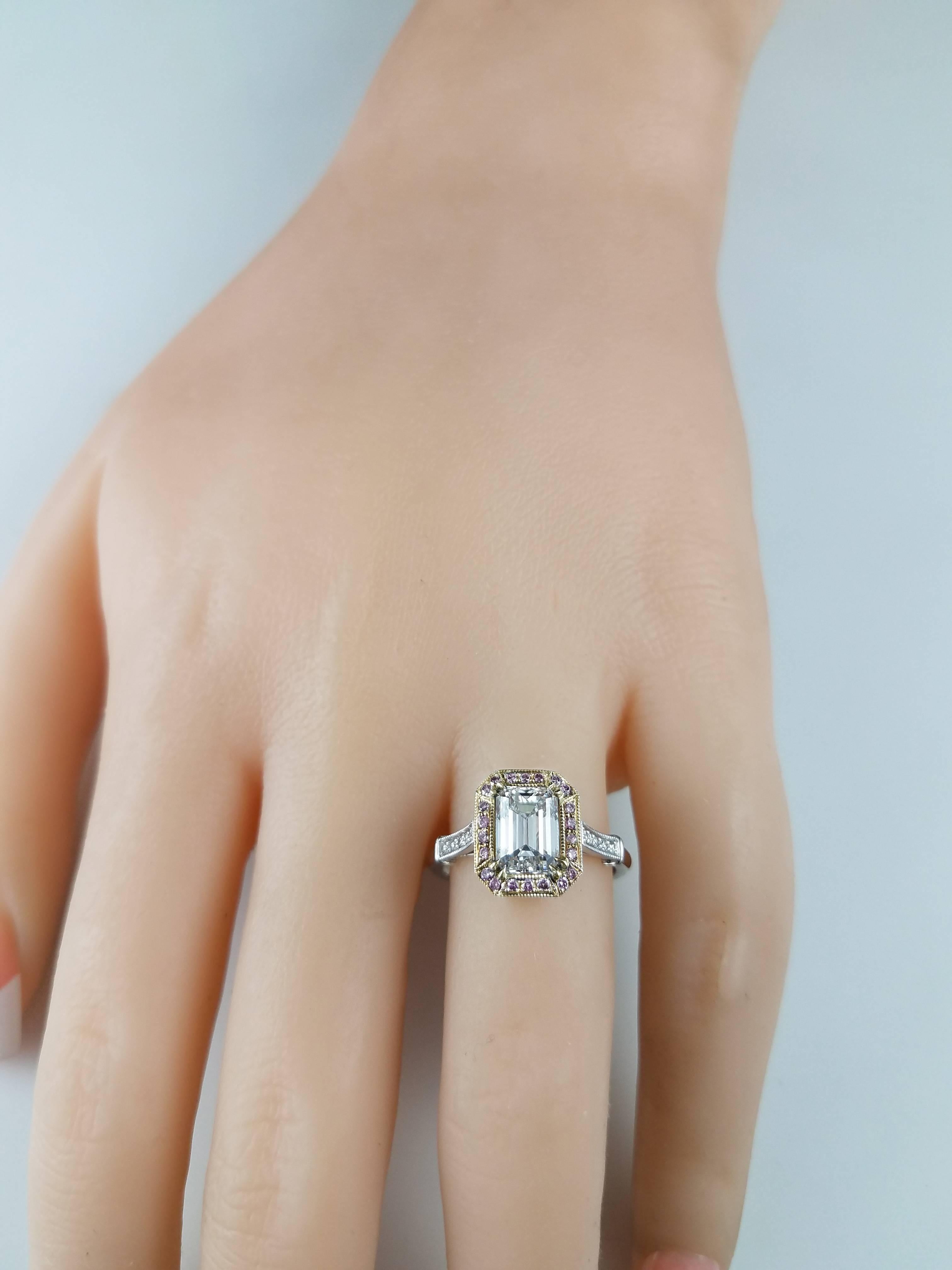 Roman Malakov, GIA Certified Emerald Cut Diamond Halo Engagement Ring In New Condition In New York, NY