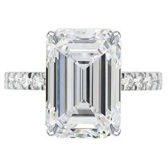 GIA Certified Emerald Cut Diamond Platinum Engagement Platinum Ring