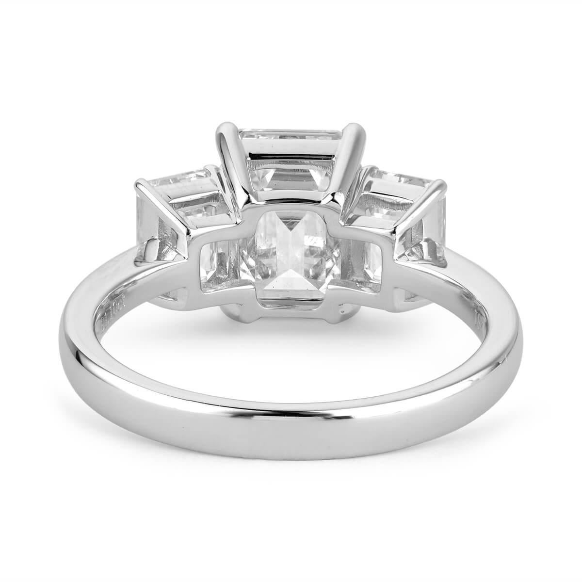 Modern GIA Certified Emerald Cut Diamond Ring, 3.13 Carat For Sale