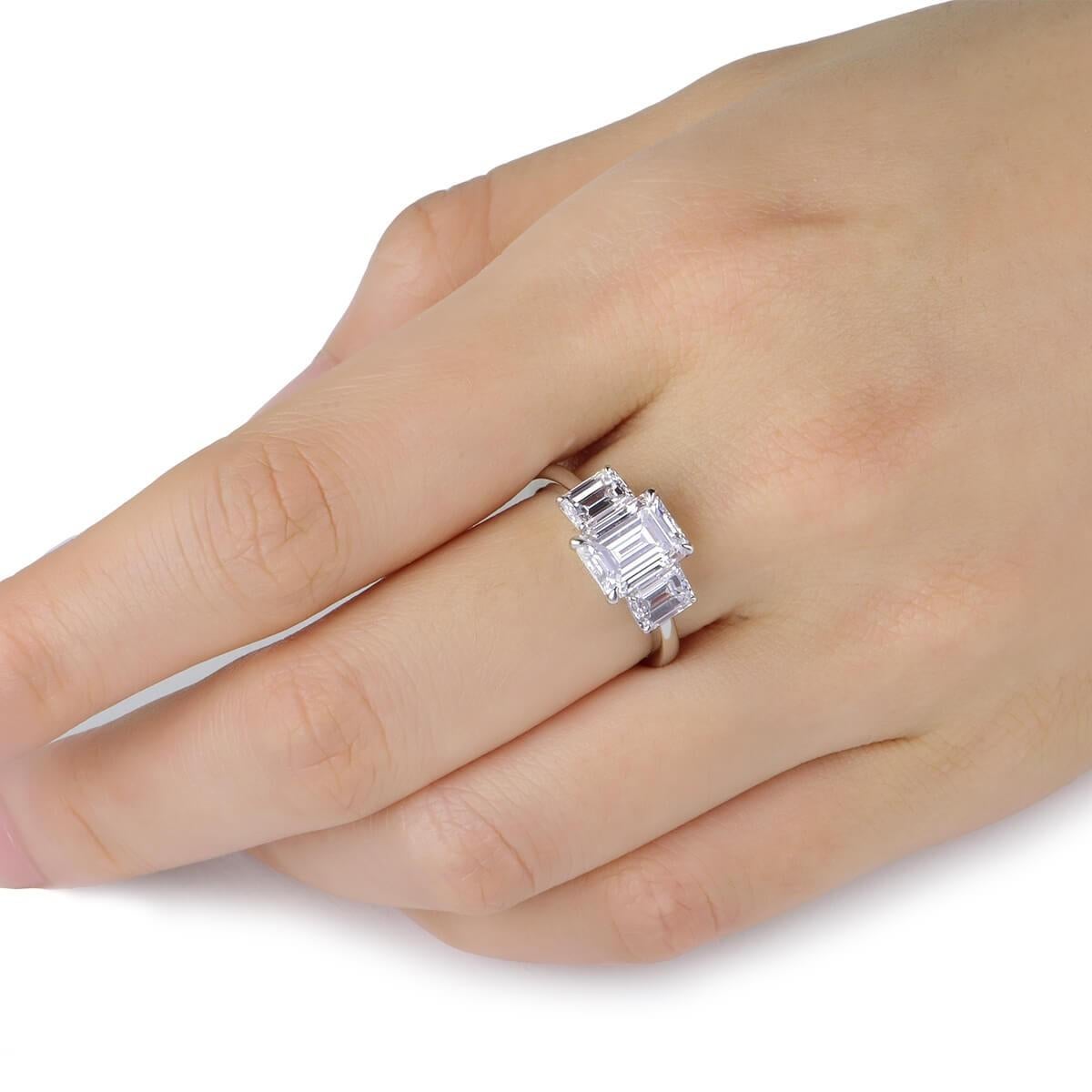 Women's or Men's GIA Certified Emerald Cut Diamond Ring, 3.13 Carat For Sale