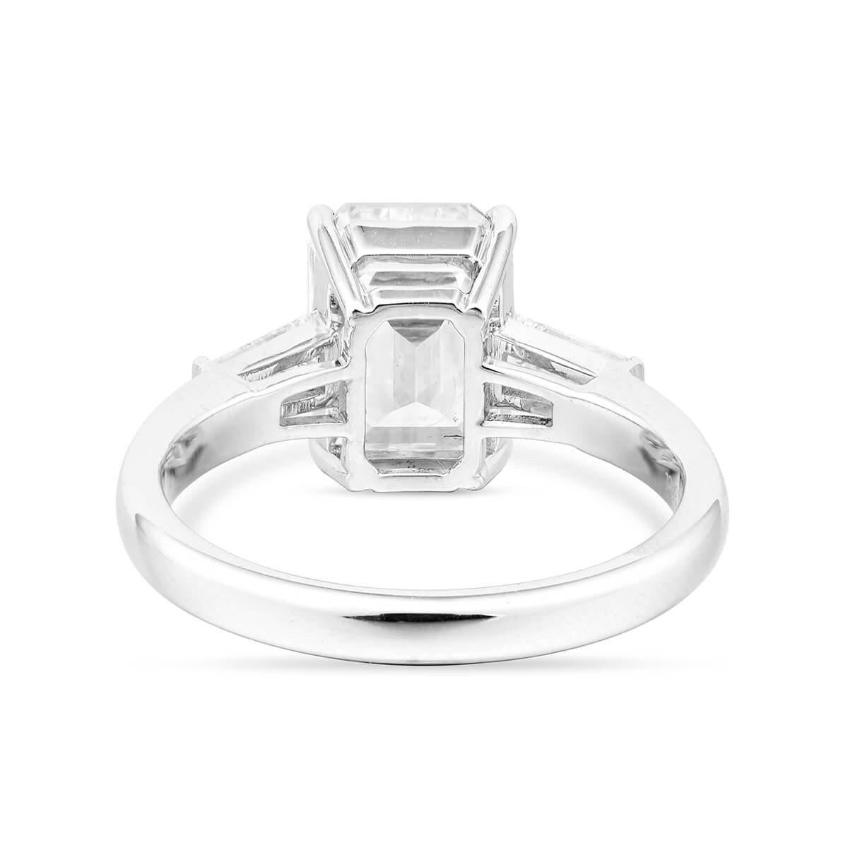 Modern GIA Certified Emerald Cut Diamond Ring, 3.38 Carat For Sale