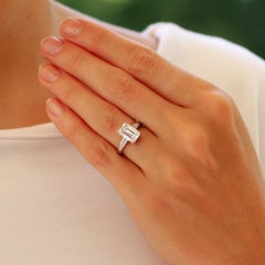 GIA Certified Emerald Cut Diamond Ring Set in Platinum