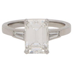GIA Certified Emerald Cut Diamond Ring Set in Platinum