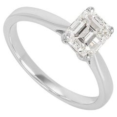 GIA Certified Emerald Cut Diamond Solitaire Engagement Ring 1.25 Carat